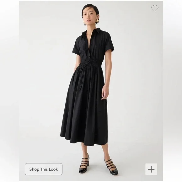 j crew black shirt dress J.Crew Sleeveless Silk Button Front Collared Shirt Dress Black S